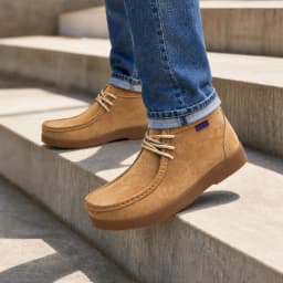 Genuine Leather Hand-Sewn Stitching Mens Boots Casual, Mocasines Para Hombre, Lace Up, Ankle Chukka Boots Slip On Lightweight