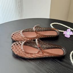 Women Hollow Jelly Mules Slippers Summer Mary Jane Round Toe Slip On Crystal PVC Sandals Breathable Outdoor Beach Flat Shoes