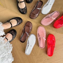 Women Hollow Jelly Mules Slippers Summer Mary Jane Round Toe Slip On Crystal PVC Sandals Breathable Outdoor Beach Flat Shoes