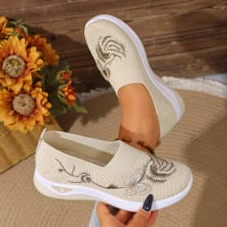 Women's Breathable Knit Sneakers Spring Summer Lightweight Casual Walking Shoes Microfiber Durable All Season Outdoor