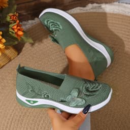 Women's Breathable Knit Sneakers Spring Summer Lightweight Casual Walking Shoes Microfiber Durable All Season Outdoor