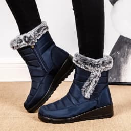 Thick Warm Long Plush Waterproof Snow Boots Women Winter 2025 Non Slip Soft Fur Ankle Boots Woman Plus Size 44 Cotton Shoes Mom