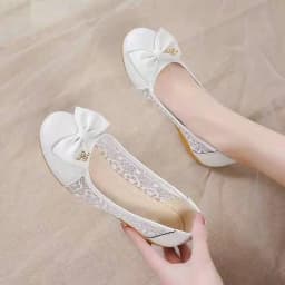 *Fashionable New Round Toe Mesh Bow Comfortable Flat Shoes Summer Hot Selling Elegant Sexy Walking Casual Shoes for Women