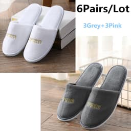 6 Pairs/Lot Winter Slippers Men Women Kids Disposable Hotel Slippers Home Slides Travel Sandals Hospitality Guest Footwear Shoes