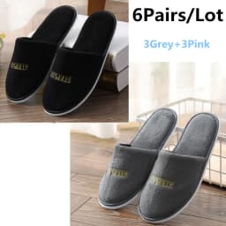 6 Pairs/Lot Winter Slippers Men Women Kids Disposable Hotel Slippers Home Slides Travel Sandals Hospitality Guest Footwear Shoes