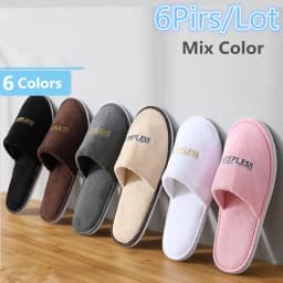 6 Pairs/Lot Winter Slippers Men Women Kids Disposable Hotel Slippers Home Slides Travel Sandals Hospitality Guest Footwear Shoes
