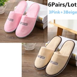 6 Pairs/Lot Winter Slippers Men Women Kids Disposable Hotel Slippers Home Slides Travel Sandals Hospitality Guest Footwear Shoes