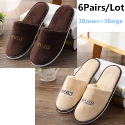 6 Pairs/Lot Winter Slippers Men Women Kids Disposable Hotel Slippers Home Slides Travel Sandals Hospitality Guest Footwear Shoes