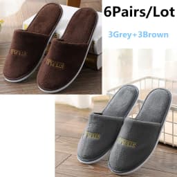 6 Pairs/Lot Winter Slippers Men Women Kids Disposable Hotel Slippers Home Slides Travel Sandals Hospitality Guest Footwear Shoes