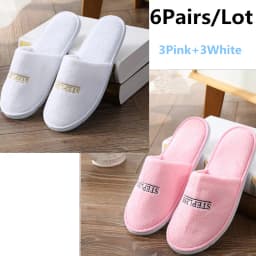 6 Pairs/Lot Winter Slippers Men Women Kids Disposable Hotel Slippers Home Slides Travel Sandals Hospitality Guest Footwear Shoes