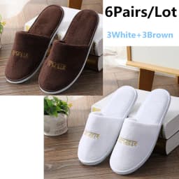 6 Pairs/Lot Winter Slippers Men Women Kids Disposable Hotel Slippers Home Slides Travel Sandals Hospitality Guest Footwear Shoes