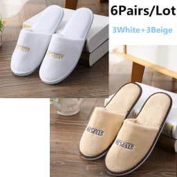 6 Pairs/Lot Winter Slippers Men Women Kids Disposable Hotel Slippers Home Slides Travel Sandals Hospitality Guest Footwear Shoes