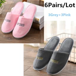 6 Pairs/Lot Winter Slippers Men Women Kids Disposable Hotel Slippers Home Slides Travel Sandals Hospitality Guest Footwear Shoes
