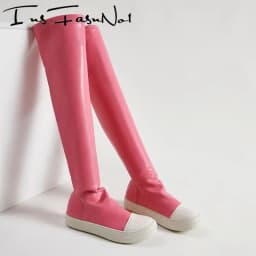 Stretch Over The Knee Boots Women Thick Bottom Platform Height Increasing Designer Long Boots Large Size All Match Botas Casual