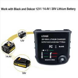 ABFKW Li Battery Charger for Black Decker 10.8V 14.4V 20V LBXR20 LB20 LBX20 LBX4020 Electric Drill Screwdriver Tool,EU Plug