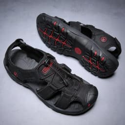 2026 New Men's Sandals Handmade Thick Bottom Rubber Breathable Casual Slip-On Beach Shoes Leather Upgraded Version