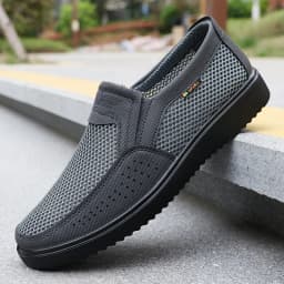Summer Men Breathable Mesh Slip On Shoes Non Slip Lightweight Casual Walking Cloth Shoes For Father