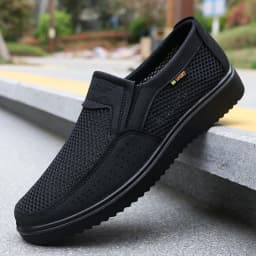 Summer Men Breathable Mesh Slip On Shoes Non Slip Lightweight Casual Walking Cloth Shoes For Father