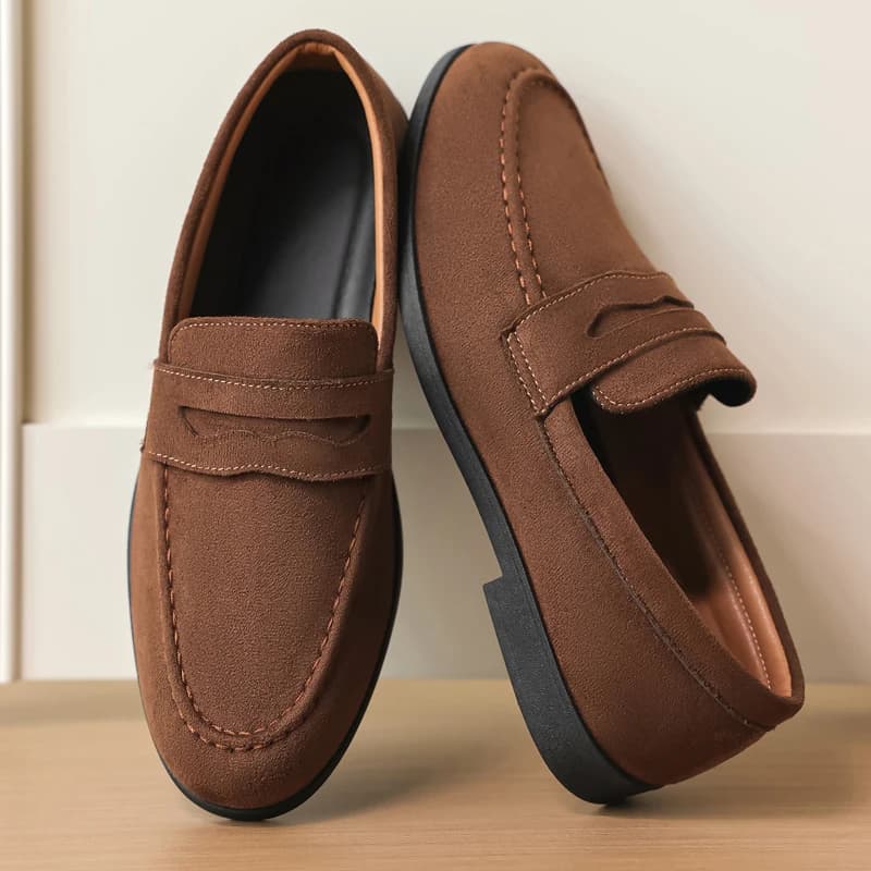 Men's Fashion Casual Suede Genuine Leather Slip-On Driving Loafers Comfortable Lightweight Moccasins for Party And Wedding Flat