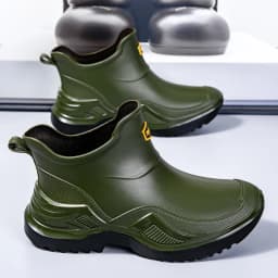 Men's Ankle Rain Boots Outdoor Waterproof Men Rain Shoes Anti-Slip Wear-resistant Men Kitchen Water Shoes Fishing Rubber Shoes