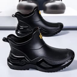 Men's Ankle Rain Boots Outdoor Waterproof Men Rain Shoes Anti-Slip Wear-resistant Men Kitchen Water Shoes Fishing Rubber Shoes