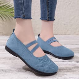 Women's Breathable Knit Sneakers Casual Ballet Flats Mary Janes Lightweight MeshFemale Dress Flats Shoes Footwear Summer