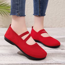 Women's Breathable Knit Sneakers Casual Ballet Flats Mary Janes Lightweight MeshFemale Dress Flats Shoes Footwear Summer