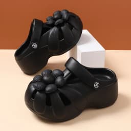 2026 New Women Platform Clogs with Flower Decor,EVA Thick Sole Wedge Sandals Non-slip Breathable Garden Shoes Summer Beach Shoes