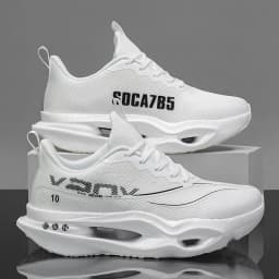 Men's casual sports shoes with carbon plate for running assistance, breathable mesh, comfortable low-top lace-up trail running shoes, zero drop thick sole, slow rebound, non-slip, suitable for gym jogging and camping