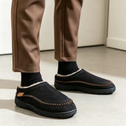 Winter Men's Suede Slippers TPR Sole anti Slip Warm and Comfortable Memory Cotton Living Room Casual Shoes