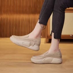 Round Toe Fitting Single Shoe and Soft Sole 2024 New Summer Thick Sole Small White Shoes for Women Female Hollow Out Loafers