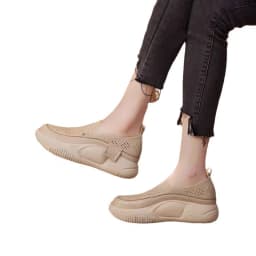 Round Toe Fitting Single Shoe and Soft Sole 2024 New Summer Thick Sole Small White Shoes for Women Female Hollow Out Loafers