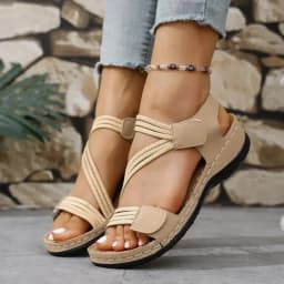 Women's Large Size Sporty Casual Sandals Summer 2025 New Magic Tape Thick Bottom Stitching Slip-On Sandals Rubber Upgraded