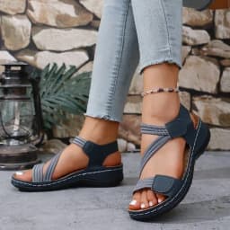 Women's Large Size Sporty Casual Sandals Summer 2025 New Magic Tape Thick Bottom Stitching Slip-On Sandals Rubber Upgraded