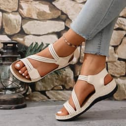 Women's Large Size Sporty Casual Sandals Summer 2025 New Magic Tape Thick Bottom Stitching Slip-On Sandals Rubber Upgraded