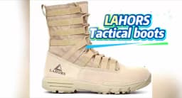 LAHORS® Lightweight Slip On Leather Tactical Combat Boot Men Outdoor Hiking Desert Army Shoe Breathable Male Ankle Boot Man made