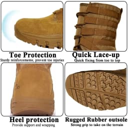LAHORS® Lightweight Slip On Leather Tactical Combat Boot Men Outdoor Hiking Desert Army Shoe Breathable Male Ankle Boot Man made