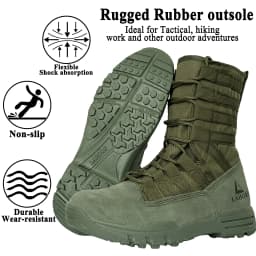 LAHORS® Lightweight Slip On Leather Tactical Combat Boot Men Outdoor Hiking Desert Army Shoe Breathable Male Ankle Boot Man made