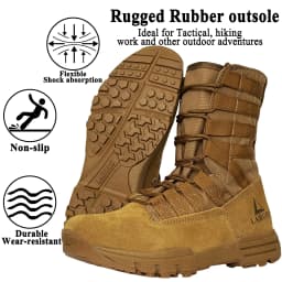 LAHORS® Lightweight Slip On Leather Tactical Combat Boot Men Outdoor Hiking Desert Army Shoe Breathable Male Ankle Boot Man made