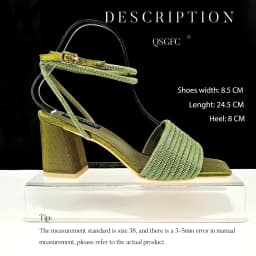 Stylish And Special Olive Bright Bag Match Women's Sandals Set With Big Diamond Tassels And Long And Short Double Chains