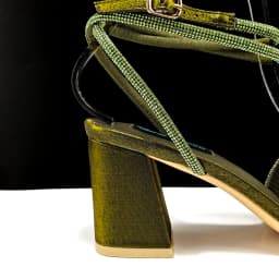 Stylish And Special Olive Bright Bag Match Women's Sandals Set With Big Diamond Tassels And Long And Short Double Chains