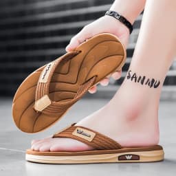 Men's Non-Slip Flip Flops Breathable Woven Strap Thong Sandals Casual Beach Slippers Comfortable Wear-Resistant Soft Sole