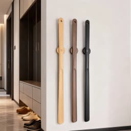 3 Colors Optional 75cm Extended Beech Wood Shoe Horn Magnetic Wall Storage Long Handle, No-Bend Home Shoe Puller for All Seasons