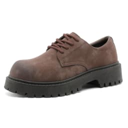 English-style Retro Platform High-top Derby Shoes for Men, Adding Height with American-style Workwear Leather Shoes