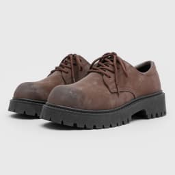 English-style Retro Platform High-top Derby Shoes for Men, Adding Height with American-style Workwear Leather Shoes