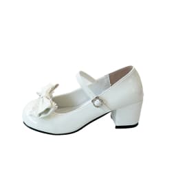 Plus Size Mary Jane Single Shoes Summer New Round Toe Open Toe Bow Slip Strap Anti-Slip Wear-Resistant Square Heel Shoes