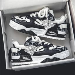 1 Pair of Men's Casual Sneakers, Stylish and Comfortable, Suitable for All Seasons, Geometric Design, Ideal for Outdoor Walking,
