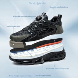 New Rotating Button Safety Shoes Men Anti-smash Anti-puncture Work Shoes Fashion Men Sport Shoes Men Security Mining Boots