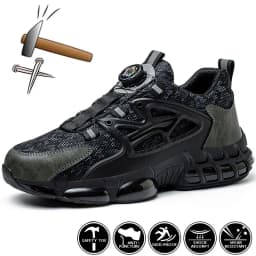 New Rotating Button Safety Shoes Men Anti-smash Anti-puncture Work Shoes Fashion Men Sport Shoes Men Security Mining Boots