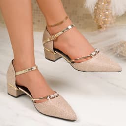 Women High Heel Sandals Leather Buckle Strap Square Heel Shoes Women Fashion Pointed Toe High Quality Sandals Party Pumps